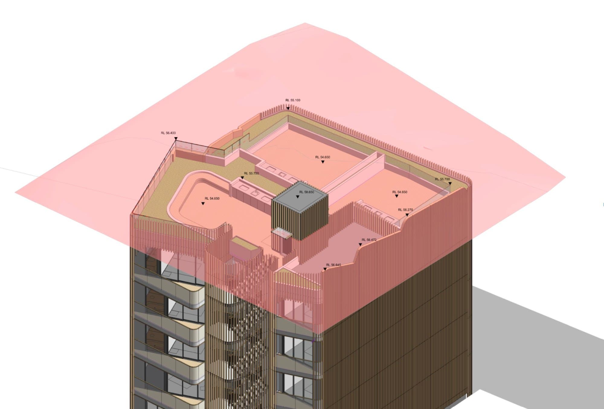 Calibre Cooper Street, rooftop level BIM documentation, Section 96 modification