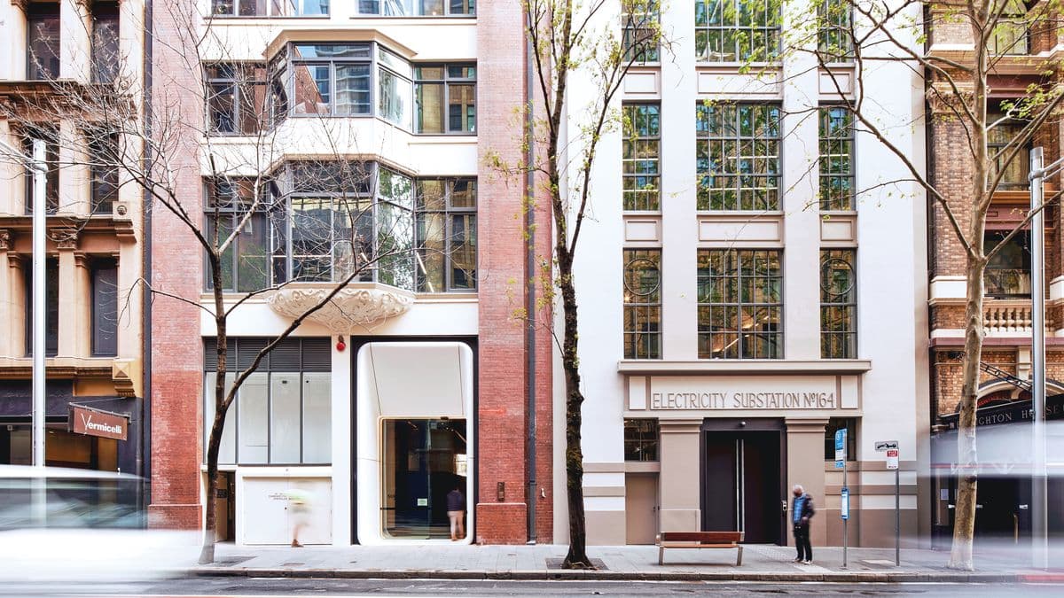 Street-level elevation showing the restored Shelley Warehouse and Electricity Substation No 164 facades