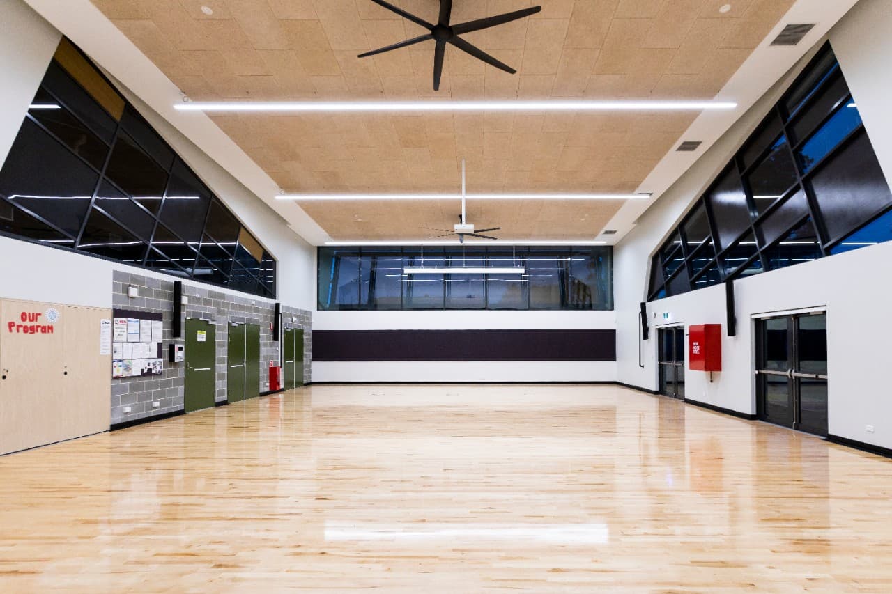 Kyeemagh Public School, new multi-purpose hall with timber sports floor and acoustic ceiling