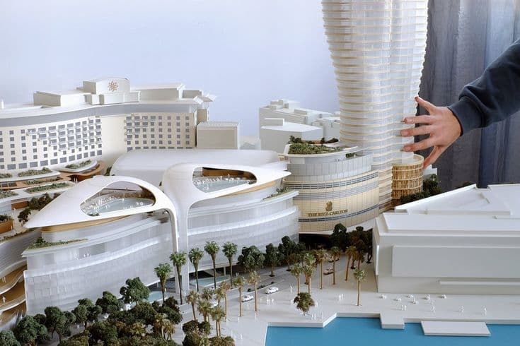 Physical design competition model, The Star precinct with Ritz-Carlton tower and podium