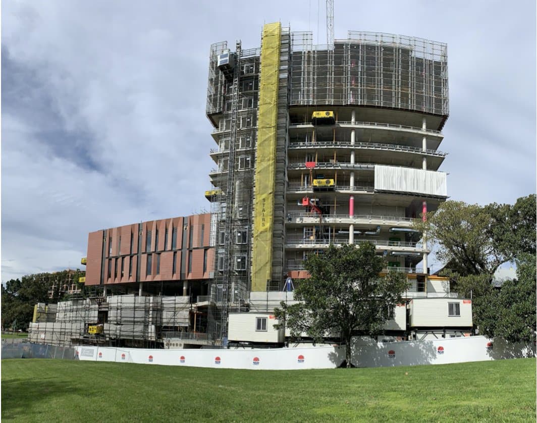 Inner Sydney High School, tower under construction, April 2020