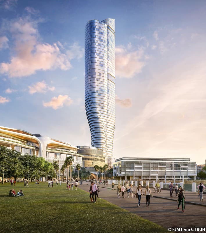 The Star tower, render from Darling Harbour waterfront boardwalk